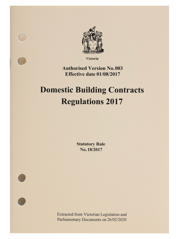 Domestic Building Contracts Regulations 2017