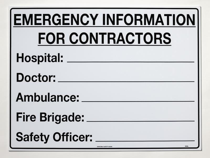 Emergency Information For Contractors (with blanks)